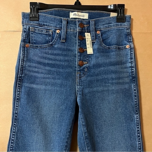 Madewell NWT 10" High Rise Skinny Jeans Dewitt Wash Button Front Tencel Size 25 - Picture 5 of 15